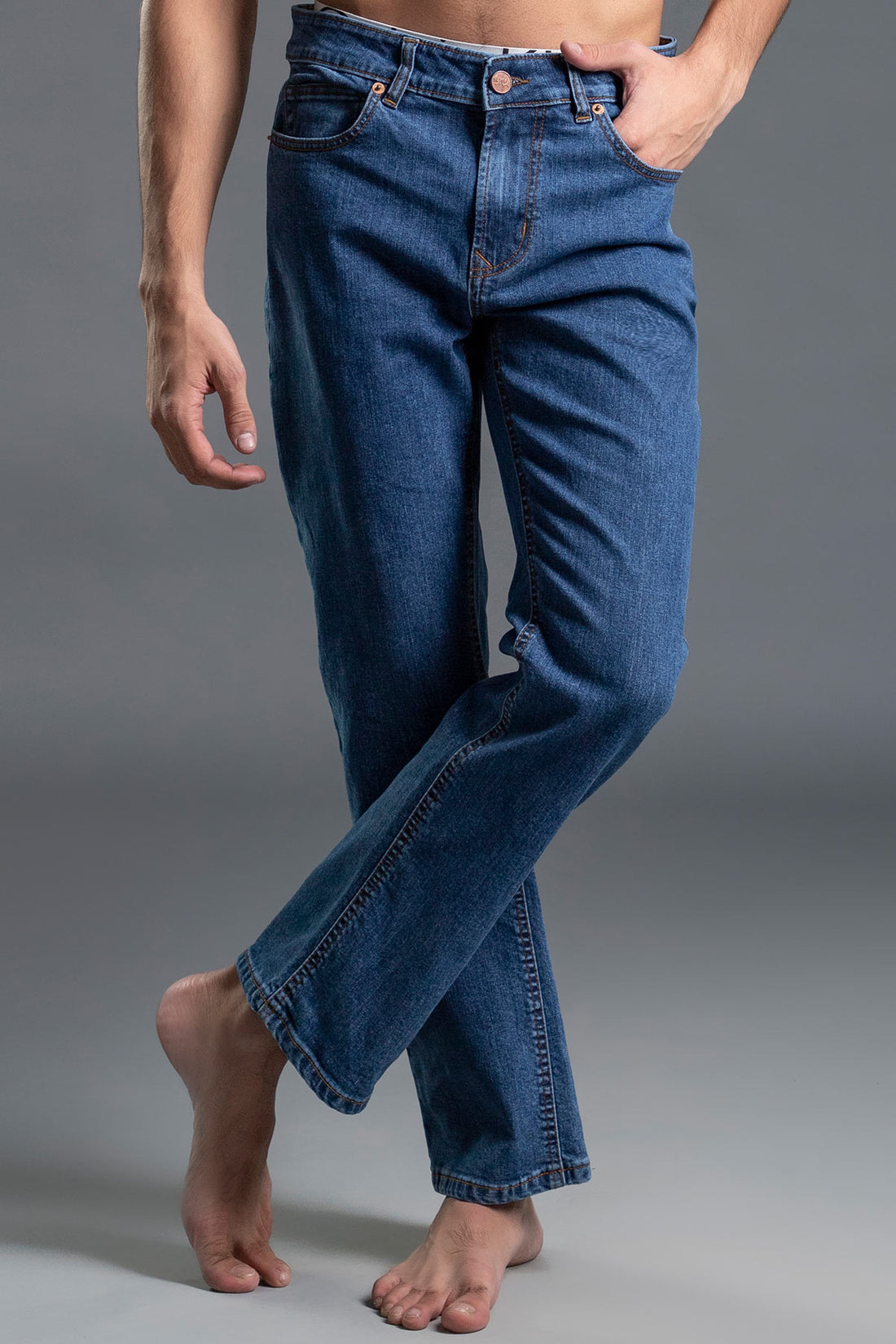 Denim-co mid blue jeans straight fit
