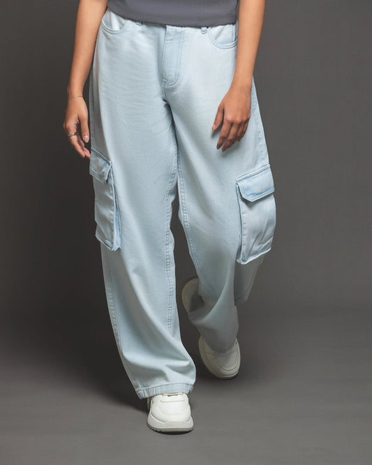 Women light blue lose fit trouser