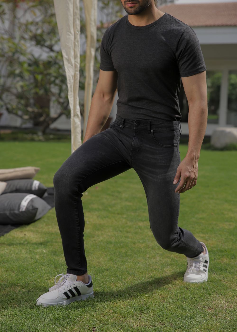 Denim-co mid blk jeans slimfit
