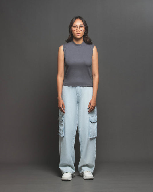 Women light blue lose fit trouser