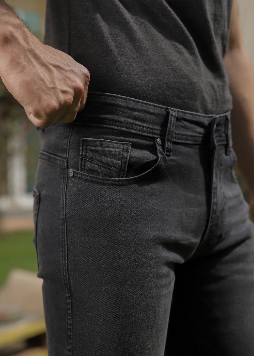 Denim-co mid blk jeans slimfit